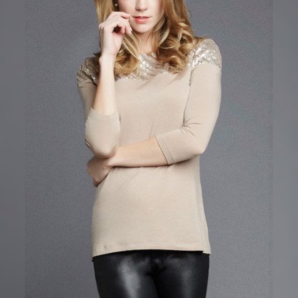 NWOT Tart | Edna Gold Sequins Top T-Shirt